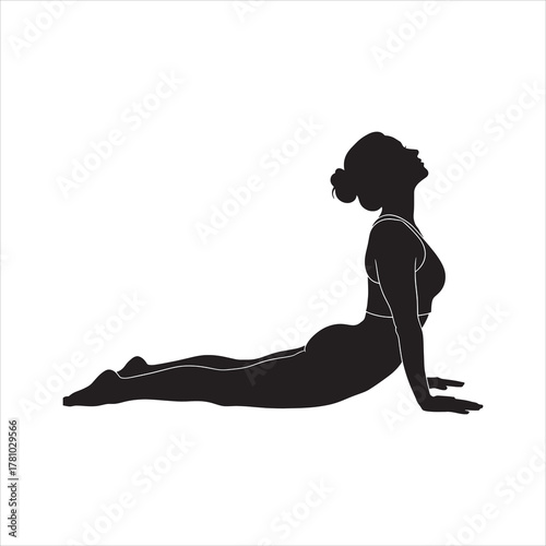 woman doing cobra pose yoga exercise silhouette illustration