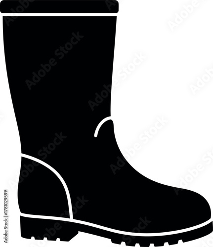 Black rubber rain boot icon