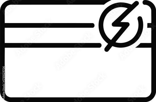 Credit card with lightning bolt line icon isolated on transparent background online payment and fast transaction concept, quick money transfer