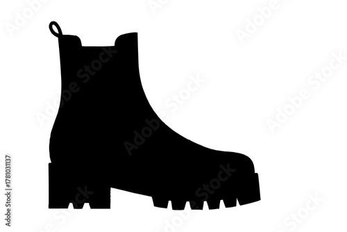 Black vector silhouette illustration of a shoe or boot for fashion design and footwear symbol art icon