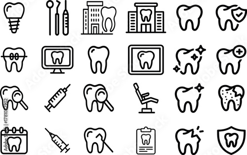 Collection of dental care and dentistry icons