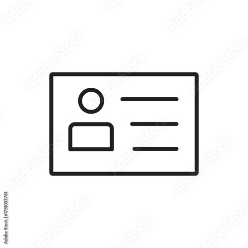 A black outline icon showing an ID card with a person symbol and three lines
