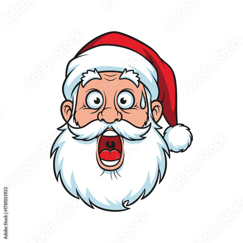Surprised santa claus face with open mouth