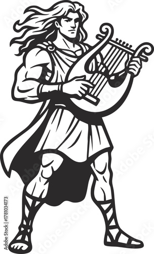 greek god apollo with lyre vector illustration 