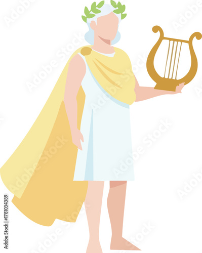 greek god apollo with lyre vector illustration 