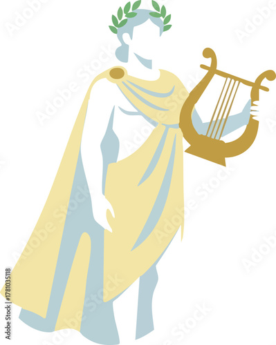 greek god apollo with lyre vector illustration 