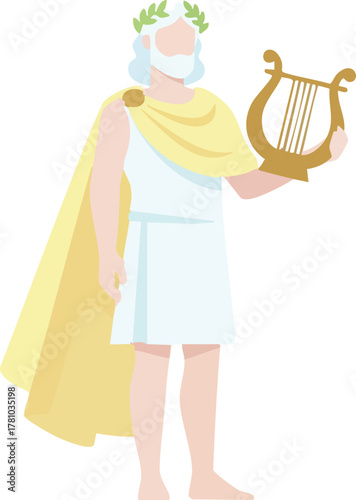 greek god apollo with lyre vector illustration 