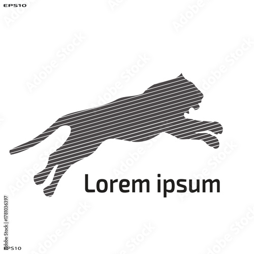 Black tiger silhouette vector black and white illustration