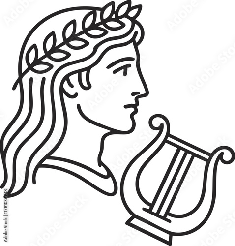 greek god apollo with lyre vector illustration 