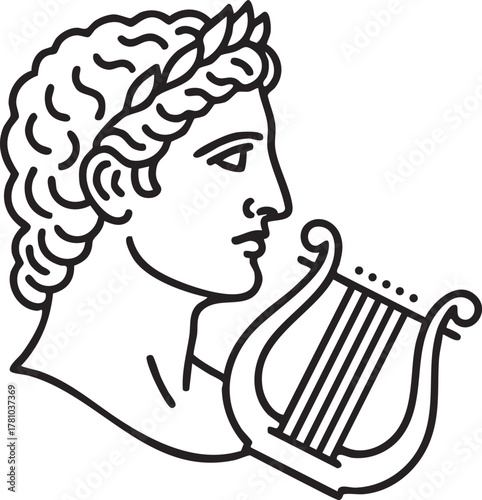greek god apollo with lyre vector illustration 