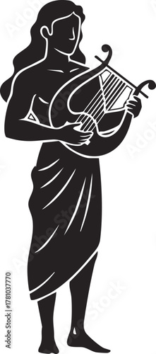 greek god apollo with lyre vector illustration 