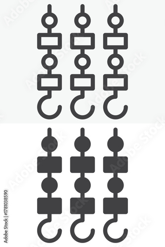 Shish kebab line and solid icon set pack outline different style