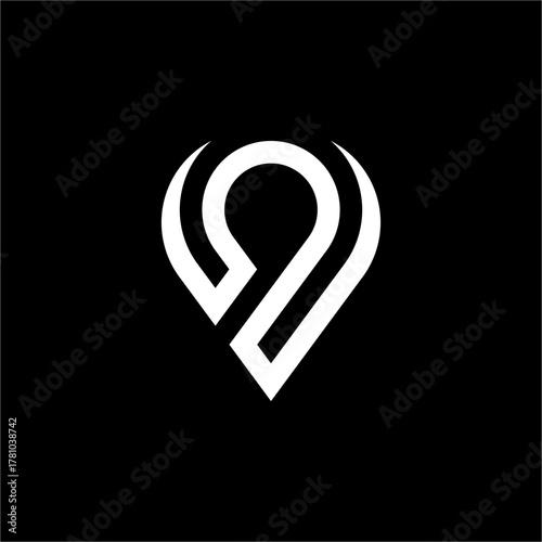 An elegant and dynamic "9" pin logo. Ideal for modern brands requiring location-based identity, such as mapping software or delivery services.