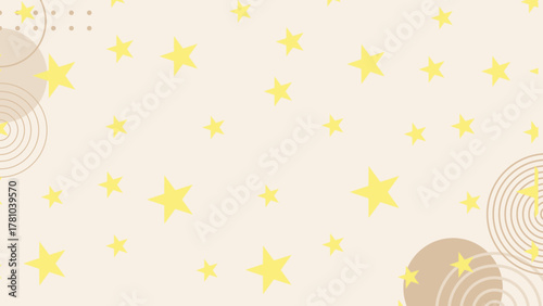 Cute yellow stars pattern design with circles for kids room decor and nursery wallpaper illustration art