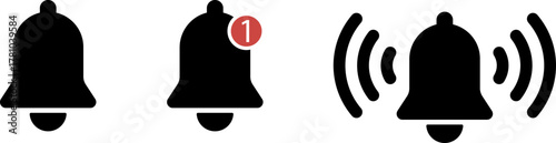 Notification bell icons showing different states