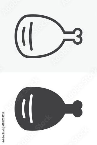 Ham leg line and solid icon set pack outline different style