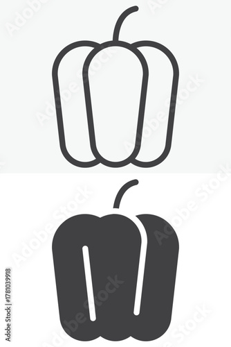 Bell pepper line and solid icon set pack outline different style