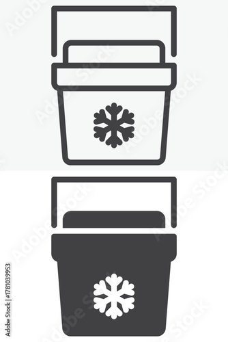Portable fridge line and solid icon set pack outline different style