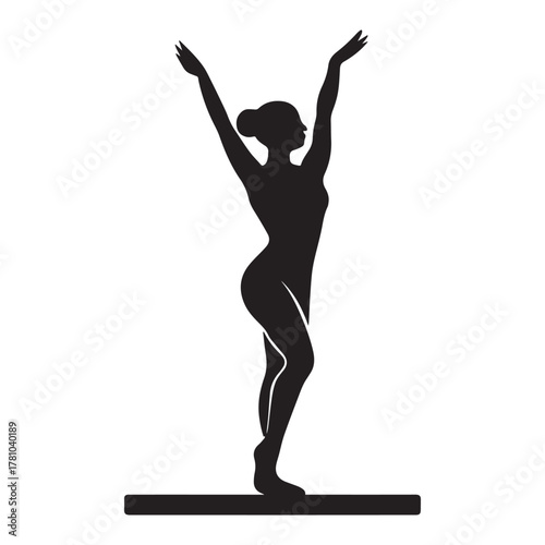 Woman dancing with raised arms silhouette