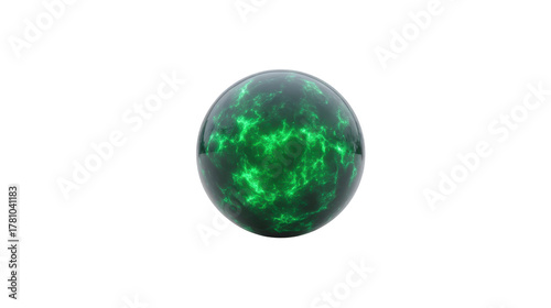 Glowing green energy sphere, abstract orb with electric light effect, isolated on transparent background, futuristic and mystical, evokes curiosity and wonder