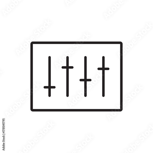 A rectangular graphic shows three vertical sliders with horizontal lines across enclosed in a frame