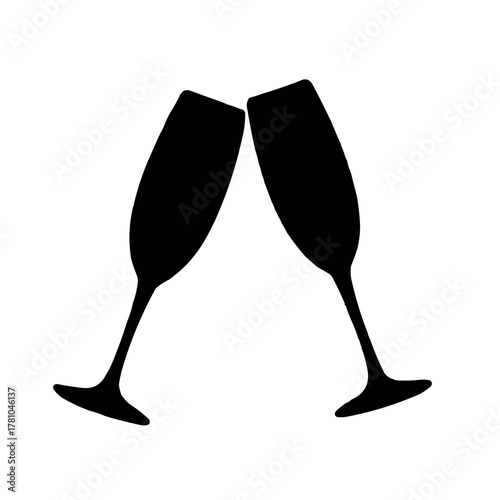 Celebratory champagne toast design element perfect for party invitations and promotions