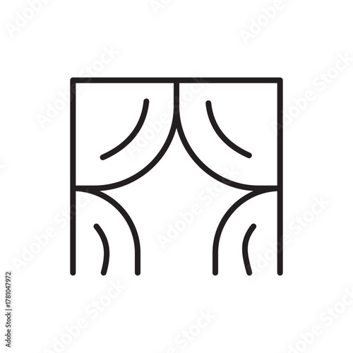 Curtains in a square frame with curved lines creating a sense of drapery