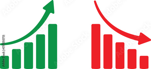 growing graph icon chart set business economy vector 