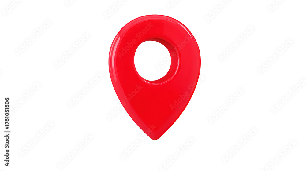 Fototapeta premium Red map pin location marker navigation symbol isolated on transparent background 3D illustration used for travel direction and positioning concepts modern and simple design