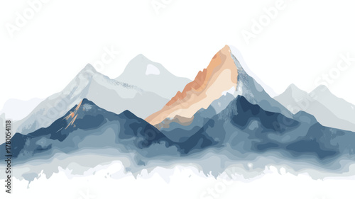 Andes Mountains. Andes Mountains hand drawn watercolor illustration