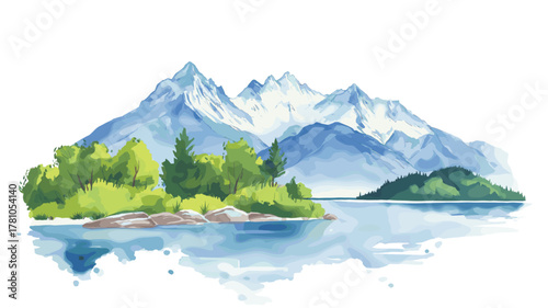 Bariloche. Bariloche hand drawn watercolor illustration