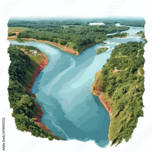 Triple Frontier. Triple Frontier hand drawn watercolor illustration