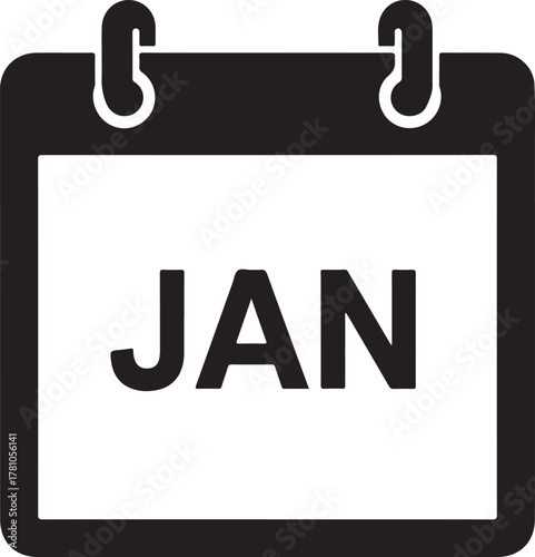 Black calendar page displaying January month date
