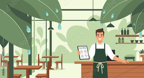 Eco Friendly Cafe With Outdoor Seating And Digital Menu