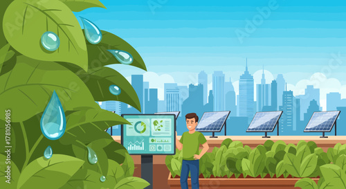 Eco Friendly Urban Farming With Solar Panels And Data Tracking