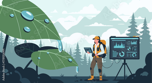 Ecological Research Expedition Studying Foliage Health With High Tech Tools