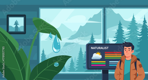Naturalist Explores Nature With Animated Infographic Background