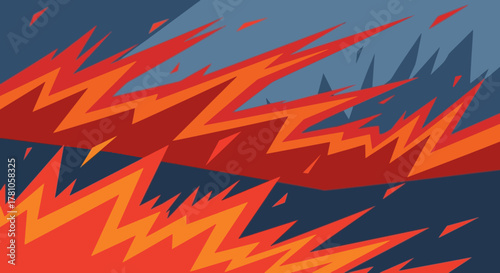 Cartoon Flames Illustration with Jagged Edges and Fiery Colors.