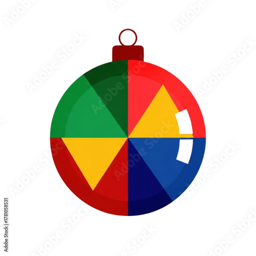 Colorful decorative Christmas ornament in flat design style  