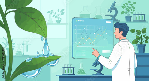 Scientist Analyzing Plant Growth Data in Laboratory Environment