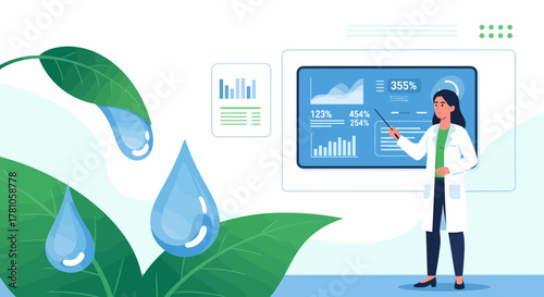 Scientist Presenting Data On Clean Energy And Water Conservation