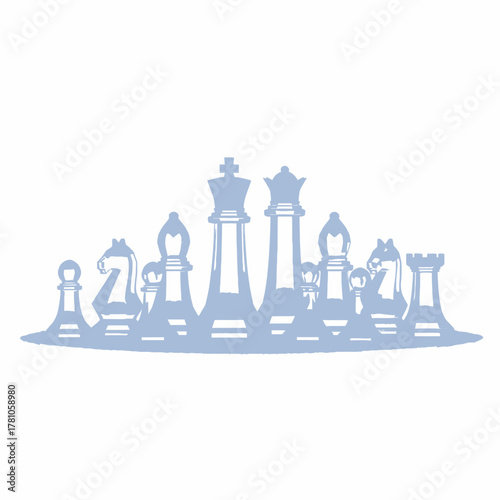 Chess Pieces Silhouette - A Strategic Game of Wits and Tactics.