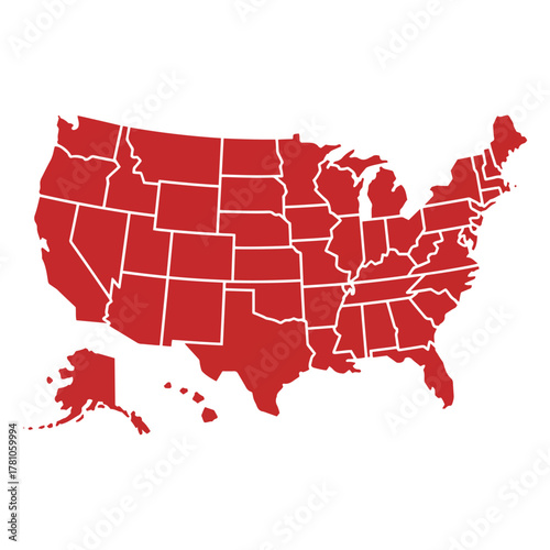 red usa map states division
