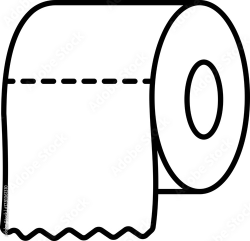 Roll tissue paper outline icon. Toilet paper roll icon with tear style isolated on transparent background. Vector illustration design.