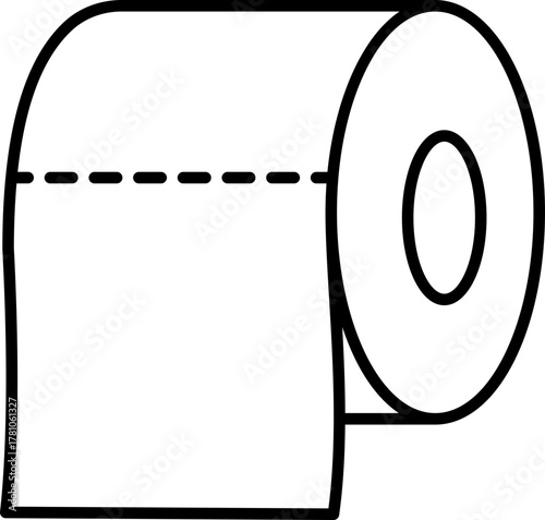 Roll tissue paper outline icon. Toilet paper roll icon with tear style isolated on transparent background. Vector illustration design.