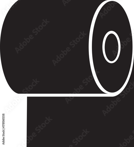 Roll tissue paper silhouette icon. Toilet paper roll icon with tear style isolated on transparent background. Vector illustration design.