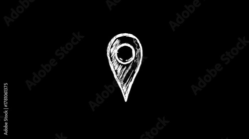 Bouncing location marker, hand drawn doodle icon 