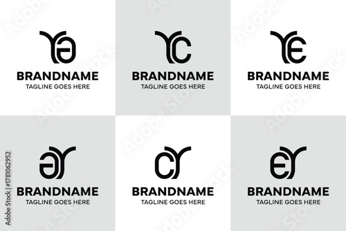 Letters YA YC YE Monogram Logo Set, for YA AY YC CY YE EY initials