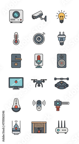 Collection of Smart Home and IoT Devices Icons for Modern Living.
