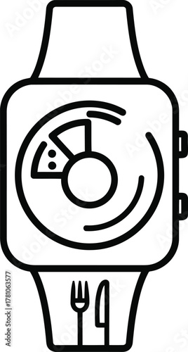 Smart watch with food tracking app is a wearable technology for monitoring diet and nutrition